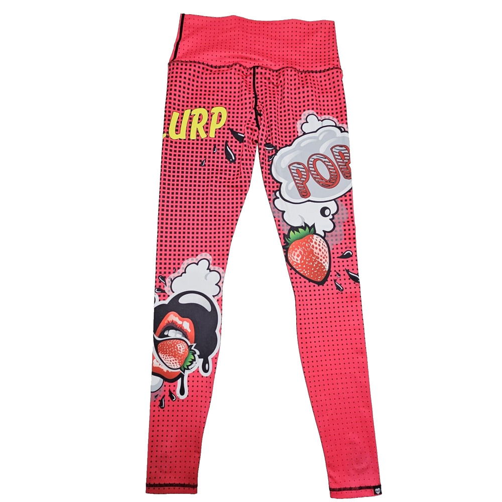 Pop Art Legging Womens M/L Comic Colorful Athleisure Slurp Y2K Red Strawberry - Picture 2 of 14